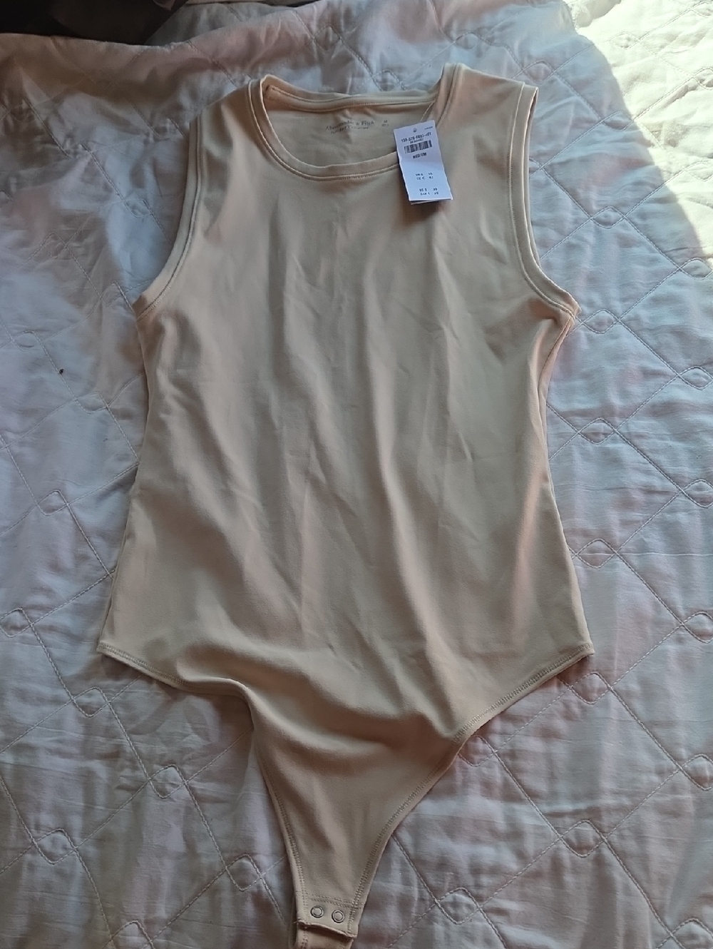 Abercrombie & Fitch Taupe Sleeveless Snap Bodysuit Med NWT